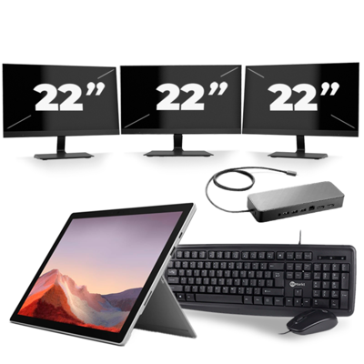 Microsoft Surface Pro 7 - Intel Core i7-10e Generatie - 12 inch - 16GB RAM - 256GB SSD - Windows 11 Home + 3x 22 inch Monitor Microsoft Surface Pro 7 - Intel Core i7-10e Generatie - 12 inch - 16GB RAM - 256GB SSD - Windows 11 Home + 3x 22 inch Monitor