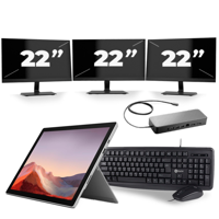 Microsoft Surface Pro 7 - Intel Core i7-10e Generatie - 12 inch - 16GB RAM - 256GB SSD - Windows 11 Home + 3x 22 inch Monitor - thumbnail
