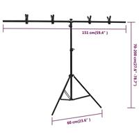 VidaXL Achtergrondstandaard t-vormig 151x60x(70-200) cm zwart - thumbnail
