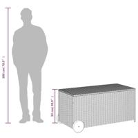 Tuinbox met wielen 190 L poly rattan grijs - thumbnail