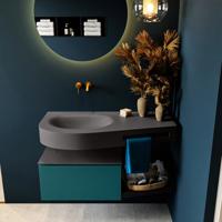 MONDIAZ RIVA 100cm badmeubel onderkast / planchet kleur Smag met 1 lade. Wastafel DULCET links 0 kraangaten kleur Dark_Grey. - thumbnail