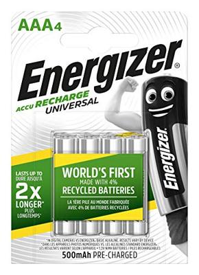 Energizer Universal HR03 Oplaadbare AAA batterij (potlood) NiMH 500 mAh 1.2 V 4 stuk(s) Energizer Universal HR03 Oplaadbare AAA batterij (potlood) NiMH 500 mAh 1.2 V 4 stuk(s)