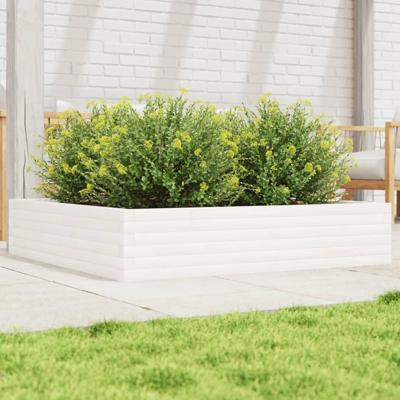 VidaXL Plantenbak 110x110x23 cm massief grenenhout wit