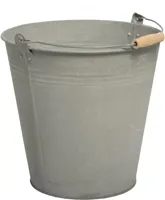 Mega Collections Zinc Emmer met Houten Greep - Ø25 x H22 cm - Old Look - thumbnail