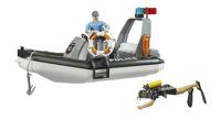 bruder bworld politieboot met zwaailicht modelvoertuig - thumbnail