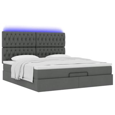Ottoman bed met matras en LED's 160x200cm stof donkergrijs