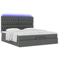 Ottoman bed met matras en LED's 160x200cm stof donkergrijs - thumbnail