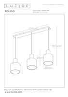Lucide TOLEDO - Hanglamp - Ø 20 cm - 3xE27 - Amber - thumbnail