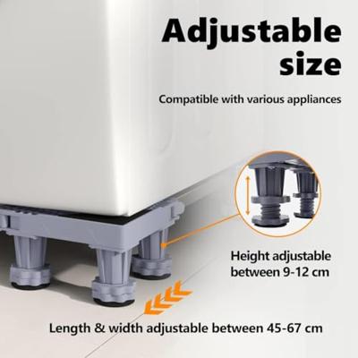 VidaXL Wasmachinebasis grijs 67 x 67 x 12 cm roestvrij staal
