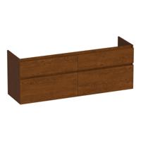 Brauer Delight - Onderkast - 140 cm - met 4 Softclose Lades Greeploos en 2 Sifon Uitsparingen - Lamellen Eiken Bruin - thumbnail