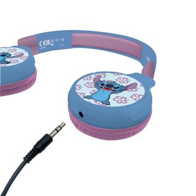 Lexibook - Disney Stitch HPBT010D 2-in-1 Bluetooth and Wired Headphones with Microphone and Control Button, Foldable and Adjustable, Rechargeable Long Term Battery