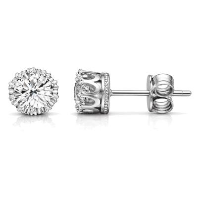 Zirkonia Oorbellen 7mm - Zilverkleurige Studs - Oorknopjes met Kroonzetting - Luxe Look