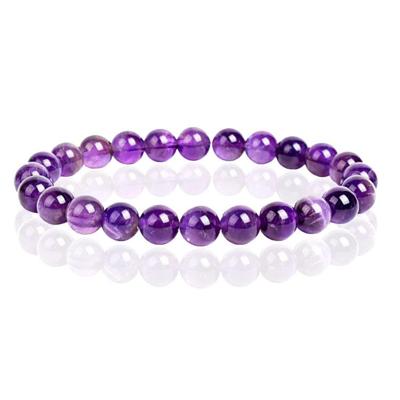 Natuursteen Armband met 8mm Kralen Memphis - Amethyst Natuursteen Armband met 8mm Kralen Memphis - Amethyst