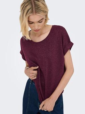 Only Onlmoster Glitter S/s Top Noos Jrs T-shirt Korte Mouw Chocolate Truffle Lurex