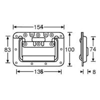 Adam Hall 34082 Medium inbouw handvat 8mm diep - thumbnail