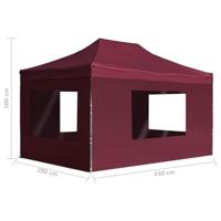 Partytent inklapbaar met wanden 4,5x3 m aluminium wijnrood - thumbnail