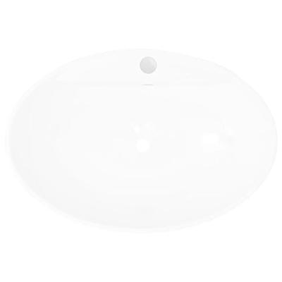 VidaXL Luxe wastafel met overloop en kraangat ovaal keramiek