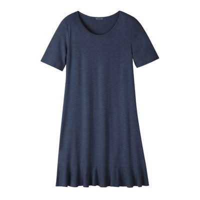 Jersey jurk met korte mouw en volantzoom, wilde roos 42