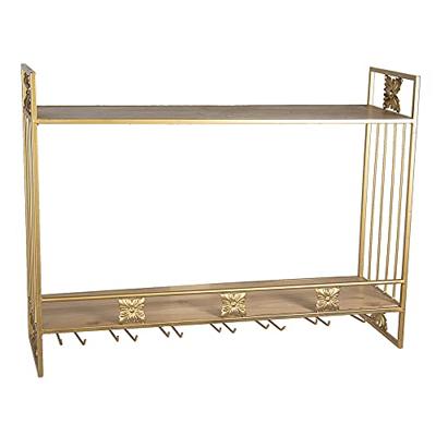 Clayre & Eef Wandrek 80x22x61 cm Goudkleurig Ijzer Rechthoek Wijnrek