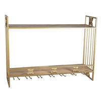Clayre & Eef Wandrek 80x22x61 cm Goudkleurig Ijzer Rechthoek Wijnrek - thumbnail