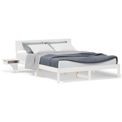 Bedframe met nachttafels Wit 160 x 200 cm Massief grenenhout