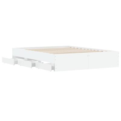 Bedframe met lades bewerkt hout wit 150x200 cm