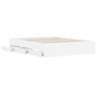 Bedframe met lades bewerkt hout wit 150x200 cm - thumbnail