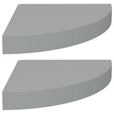 VidaXL Hoekschappen zwevend 2 st 25x25x3,8 cm mdf grijs VidaXL Hoekschappen zwevend 2 st 25x25x3,8 cm mdf grijs