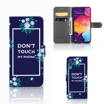 Samsung Galaxy A50 Portemonnee Hoesje Flowers Blue DTMP | Portemonnee hoesje Samsung Galaxy A50 Portemonnee Hoesje Flowers Blue DTMP | Portemonnee hoesje