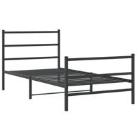 Bedframe met hoofd- en voeteneinde metaal zwart 100x190 cm - thumbnail