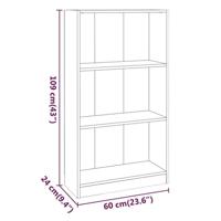 Boekenkast 60x24x109 cm bewerkt hout gerookt eikenkleurig - thumbnail