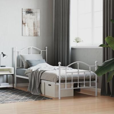 Bedframe met hoofd- en voeteneinde metaal wit 90x190 cm Bedframe met hoofd- en voeteneinde metaal wit 90x190 cm