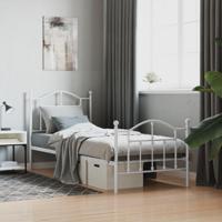 Bedframe met hoofd- en voeteneinde metaal wit 90x190 cm - thumbnail