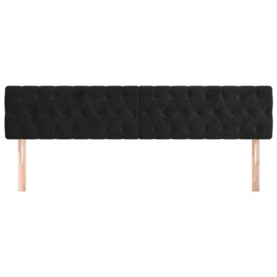 Hoofdborden 2 st 100x7x78/88 cm fluweel zwart