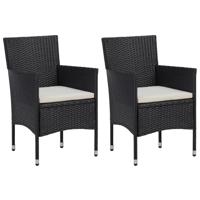 Tuinstoelen 2 st poly rattan zwart - thumbnail