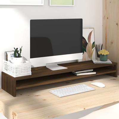 Monitorstandaard 100x24x13 cm bewerkt hout bruin eikenkleur