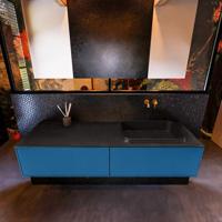 Badkamermeubelset Mondiaz Erin 150 cm met 2 Lades met RIDGE Wastafel Rechts Urban Zonder Kraangaten Greeploos Mat Jeans - thumbnail