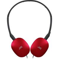 JVC HA-S160M-R - Flats opvouwbare en compacte hoofdtelefoon in glanzende trendy kleur, met schakelaar voor microfoon aan/uit, ideaal voor telewerken en online seminars (rood) - thumbnail