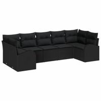 Tuinbankenset met kussen met opslag 7 pcs Zwart poly rattan - thumbnail