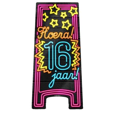 NEON Partybord hoera 16 jaar