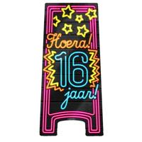 NEON Partybord hoera 16 jaar - thumbnail