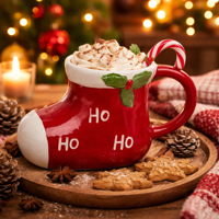 Kerstmok Kerstlaars - 300 ml - Keramiek - Feestelijk Cadeau - thumbnail