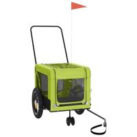 VidaXL Hondenfietstrailer oxford stof en ijzer groen en zwart - thumbnail