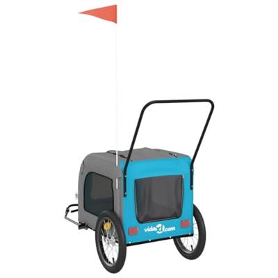 Hondenfietstrailer oxford stof en ijzer blauw en grijs - thumbnail
