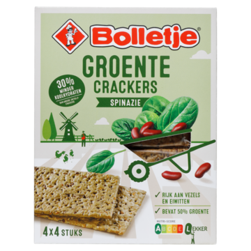 Bolletje Low Carb Groente Crackers Spinazie en Kidneybonen 4 x 4 Stuks 200 g bij Jumbo