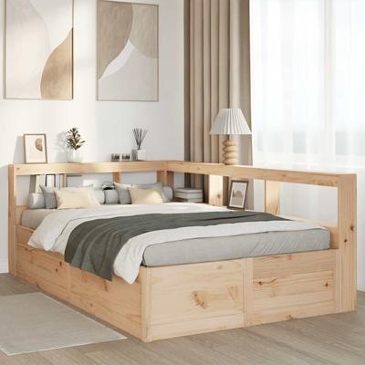Bed met boekenkast zonder matras massief grenenhout 135x190 cm - thumbnail