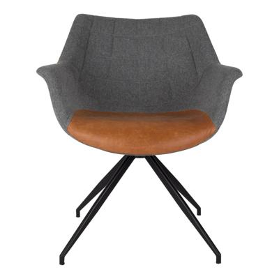 Zuiver Eetkamerstoel 'Doulton' Draaibaar Stof / PU, kleur Grijs / Bruin Zuiver Eetkamerstoel 'Doulton' Draaibaar Stof / PU, kleur Grijs / Bruin