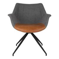 Zuiver Eetkamerstoel 'Doulton' Draaibaar Stof / PU, kleur Grijs / Bruin - thumbnail