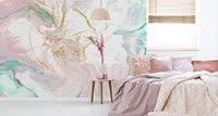 Fotobehang - Stijlvolle marmeren abstractie, Roze/wit, in 11 maten te koop, inclusief behanglijm - thumbnail