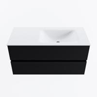 MONDIAZ VICA 100cm badmeubel onderkast Urban 2 lades. Wastafel CLOUD rechts 1 kraangat, kleur Talc. - thumbnail